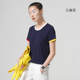 Toyouth Hit Color Edge Tees For Women Basic Cotton T-Shirt