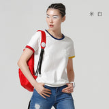 Toyouth Hit Color Edge Tees For Women Basic Cotton T-Shirt