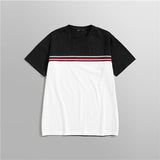 ROMWE Men Black White Streetwear Round Neck T Shirts