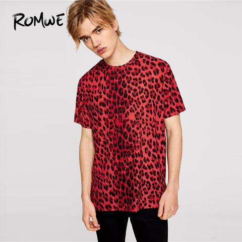 ROMWE Men Leopard Print Tee