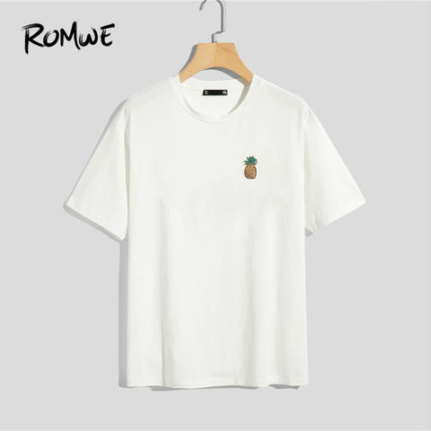 ROMWE Men Pineapple Print T-Shirt